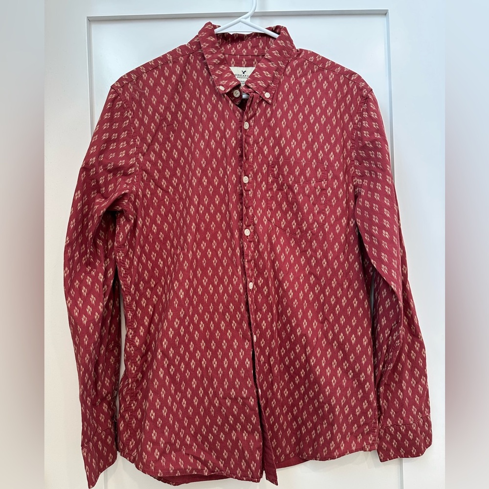 American Eagle Outfitters Red Diamond Pattern Shirt